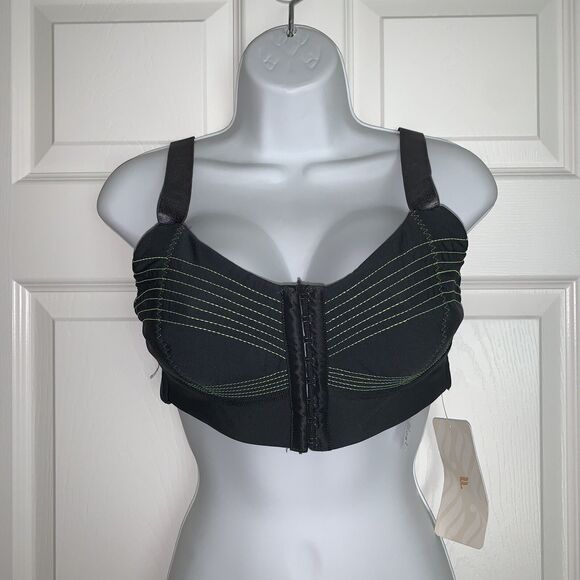 FABLETICS Ines Gray Green Sports Bra Low Impact Front Closure Size Medium NWT - Picture 8 of 9